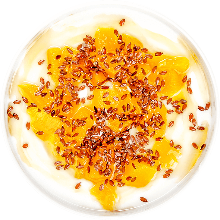 Joghurt mit Orange, Leinsamen und Honig 