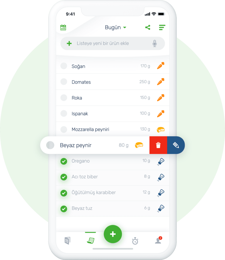 Sağlıklı alışveriş listesi
