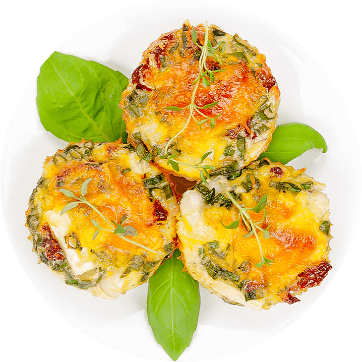 Egg muffins with asparagus and dried tomatoes