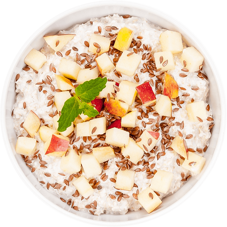 Yoghurt with bran, flaxseeds and apple
