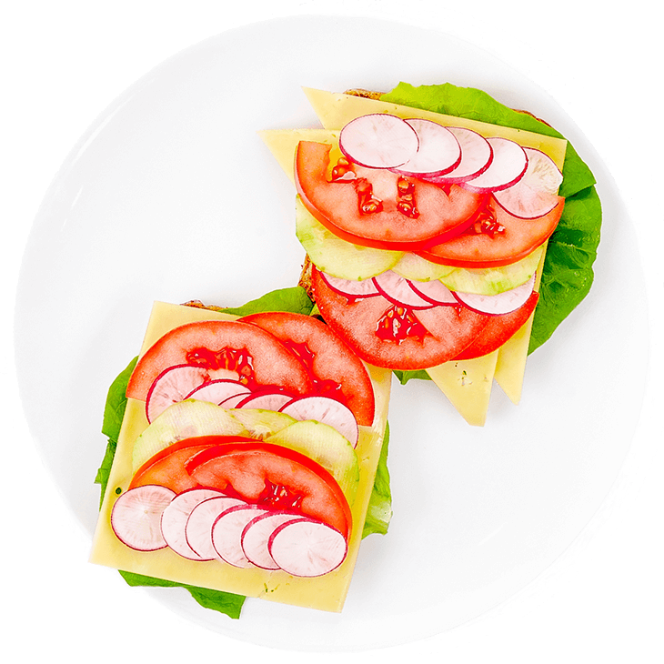 Sandwich with cheese and vegetables