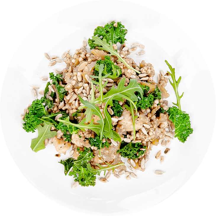 Buckwheat with chicken, kale and rocket