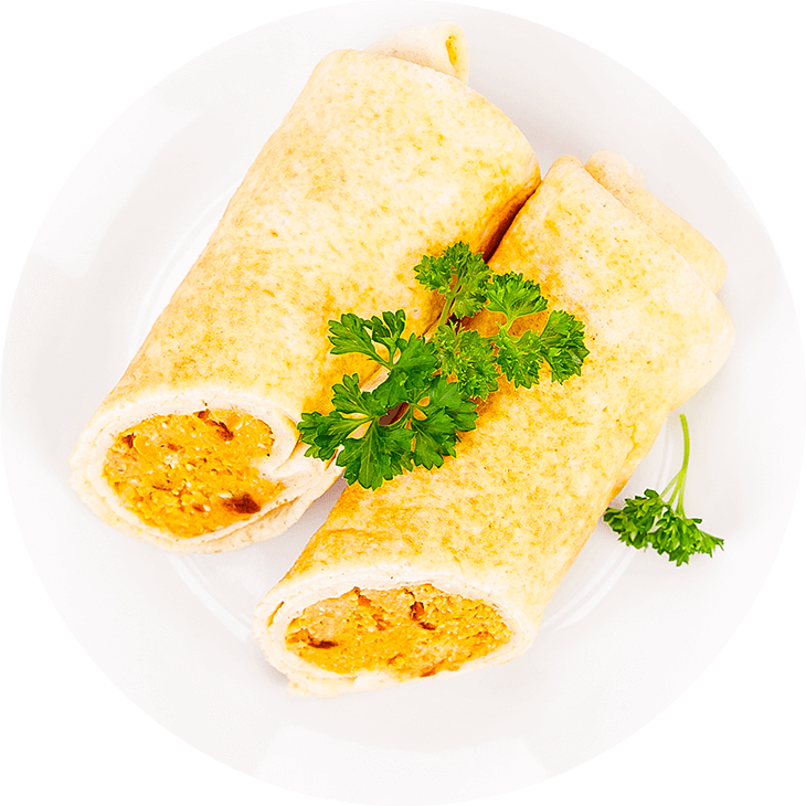 Crepes with dried tomatoes and lentil paste