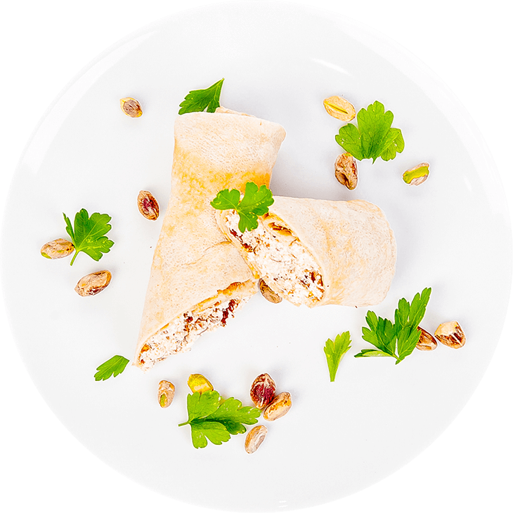 Crepes with cottage white cheese and dried tomatoes