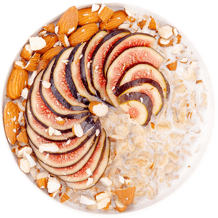 Porridge with almond milk, figs and almonds