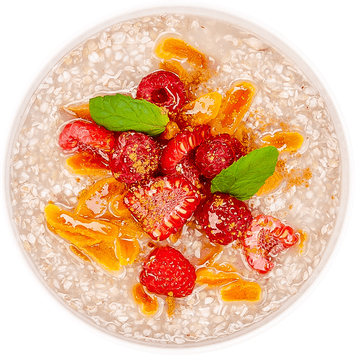 Buckwheat flakes with dried apricots and raspberries