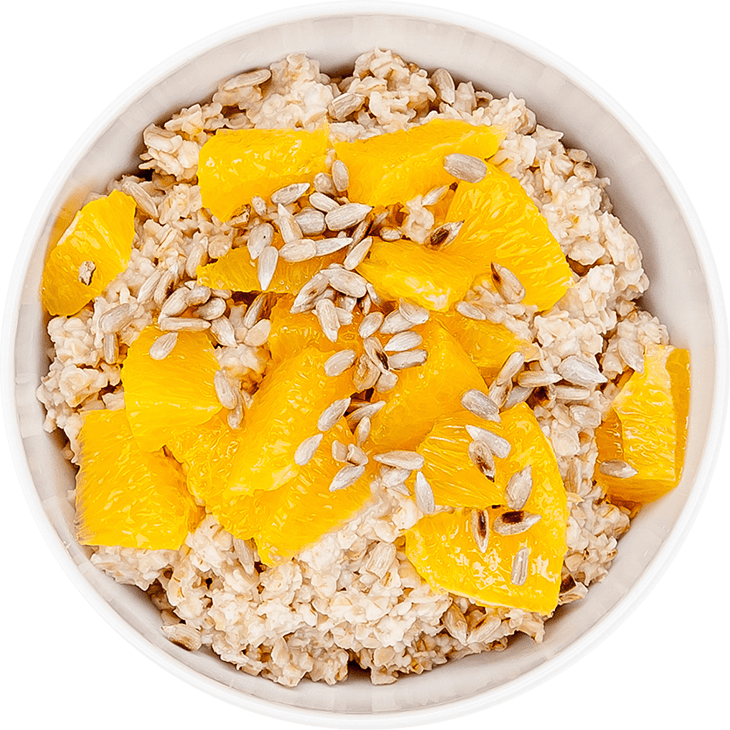 Oat flakes with orange and sunflower seeds
