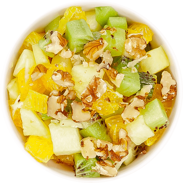 Fruit salad with kiwi, pineapple and orange