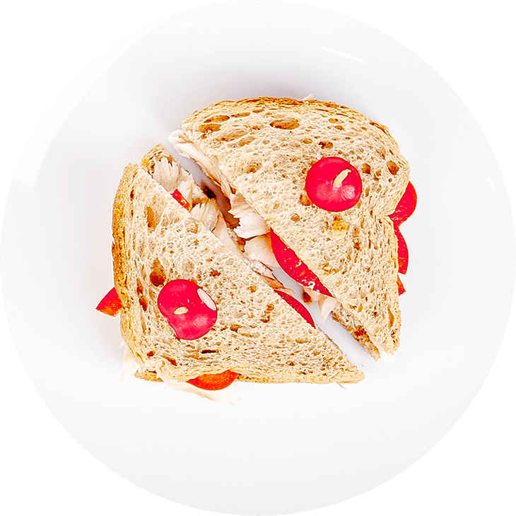 Sandwich with mackerel and pepper