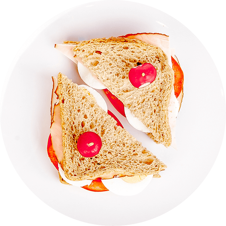Sandwich with ham, egg and tomato