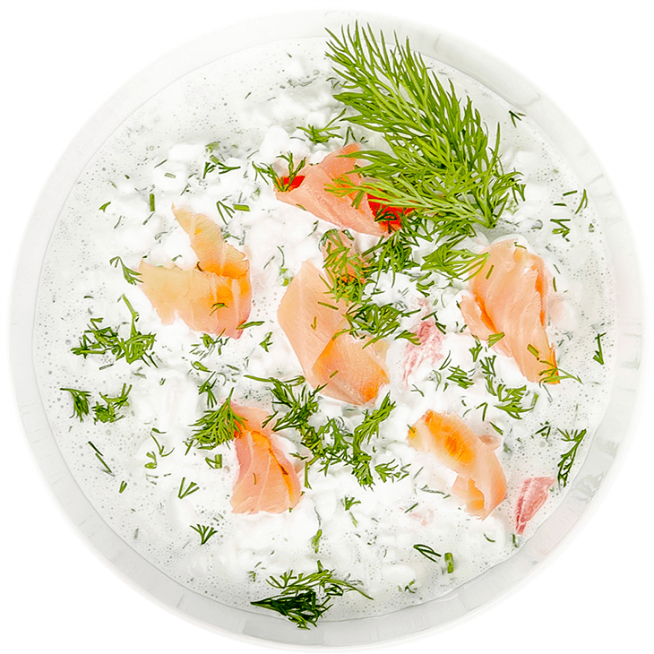 Cottage cheese with salmon and dill