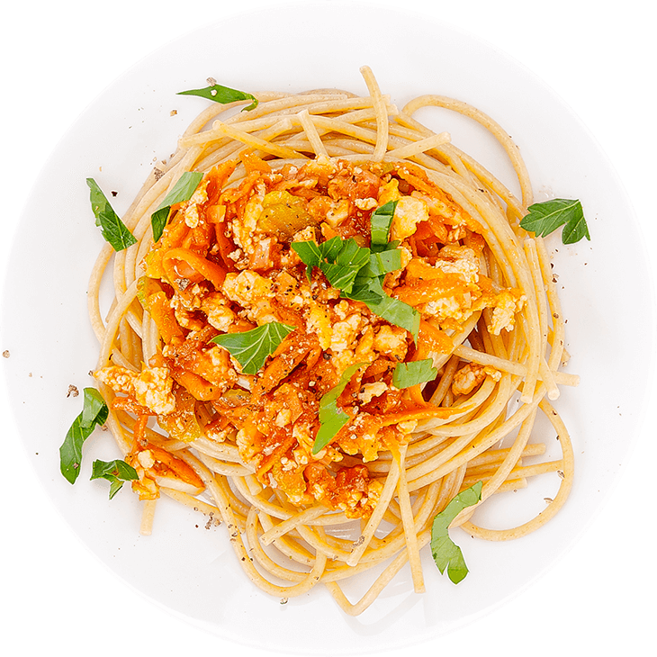 Spaghetti z tofu i marchewką