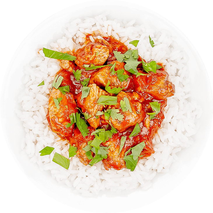 Basmati pirinci eşliğinde hindi tikka masala