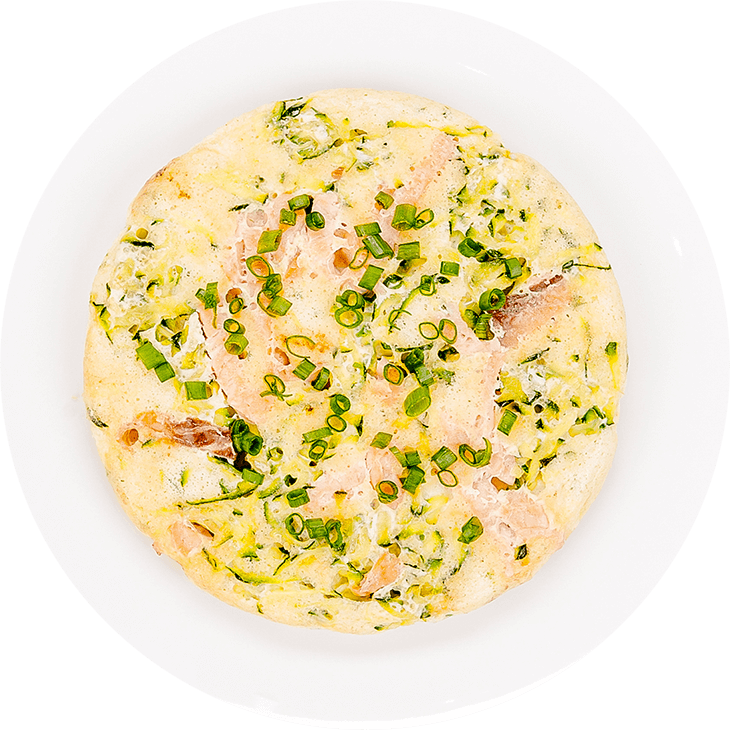 Omelette with courgette and smoked salmon
