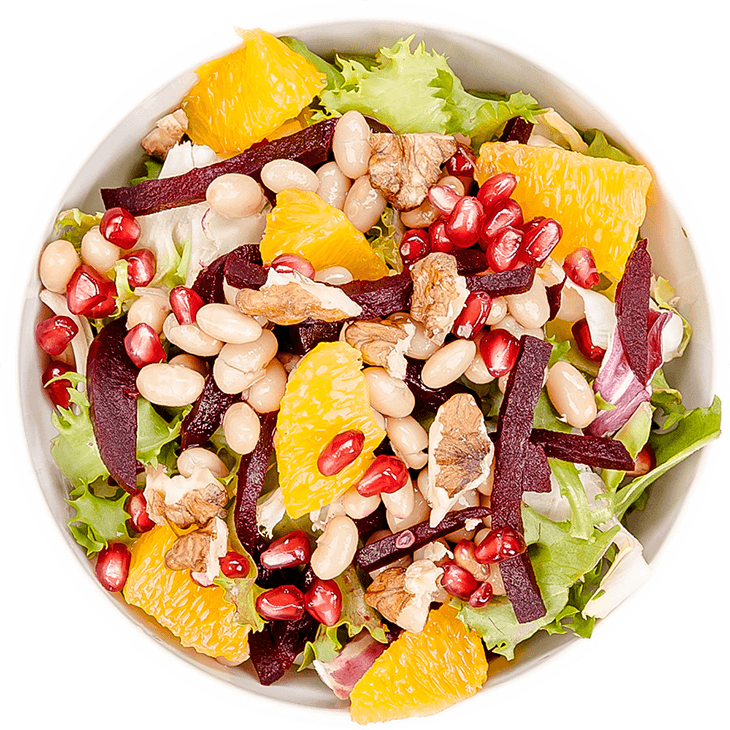 Salad with white beans, beetroot and orange